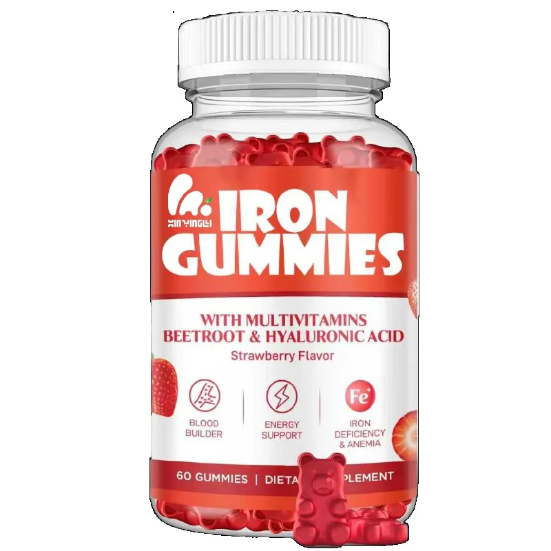 Multi vitamin iron supplement soft candy, energy supplement, sugar free vegan iron soft candy, strawberry flavor