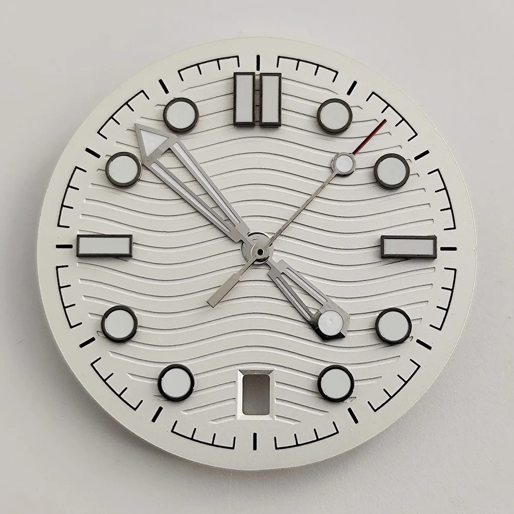 Quadrante asettico da 31,5 mm Lancette NH35 adatte per movimento NH35 quadrante luminoso verde Orologio da uomo di ricambio Quadrante