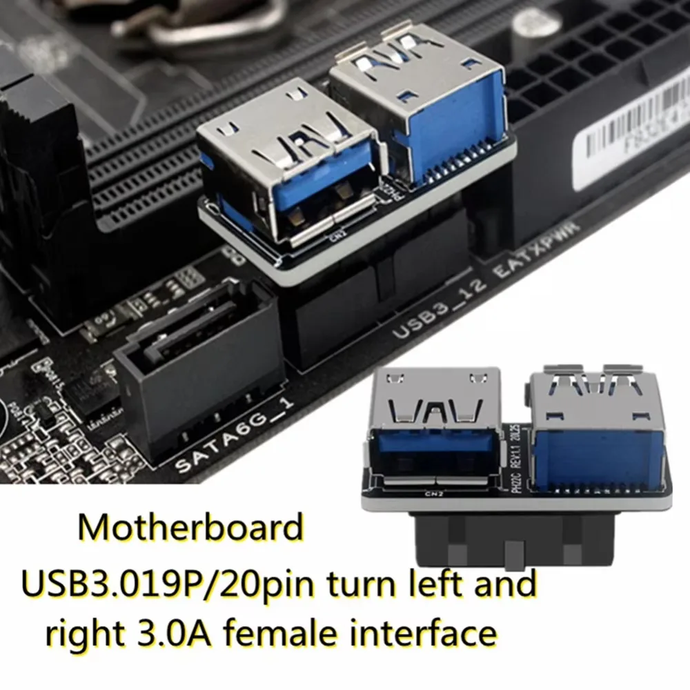 USB3.0 19/20Pin Female to Dual USB 3.0 A Female Adapter Motherboard Internal USB Splitter for Desktop PC DIY Case Expansion