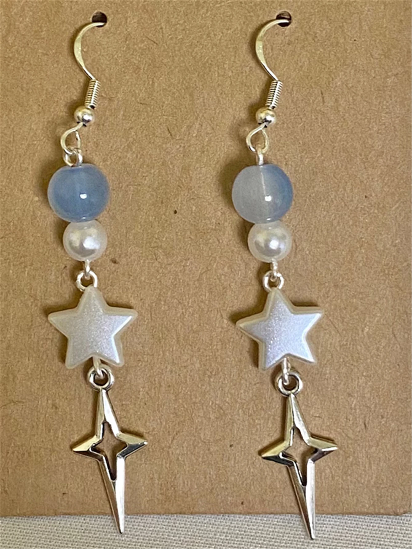 Blue Star Silver Colour Y2k Earrings Dangle Starstruck Aesthetic Pentagram Jewelry Gift for Girlfriend Fairycore Statement