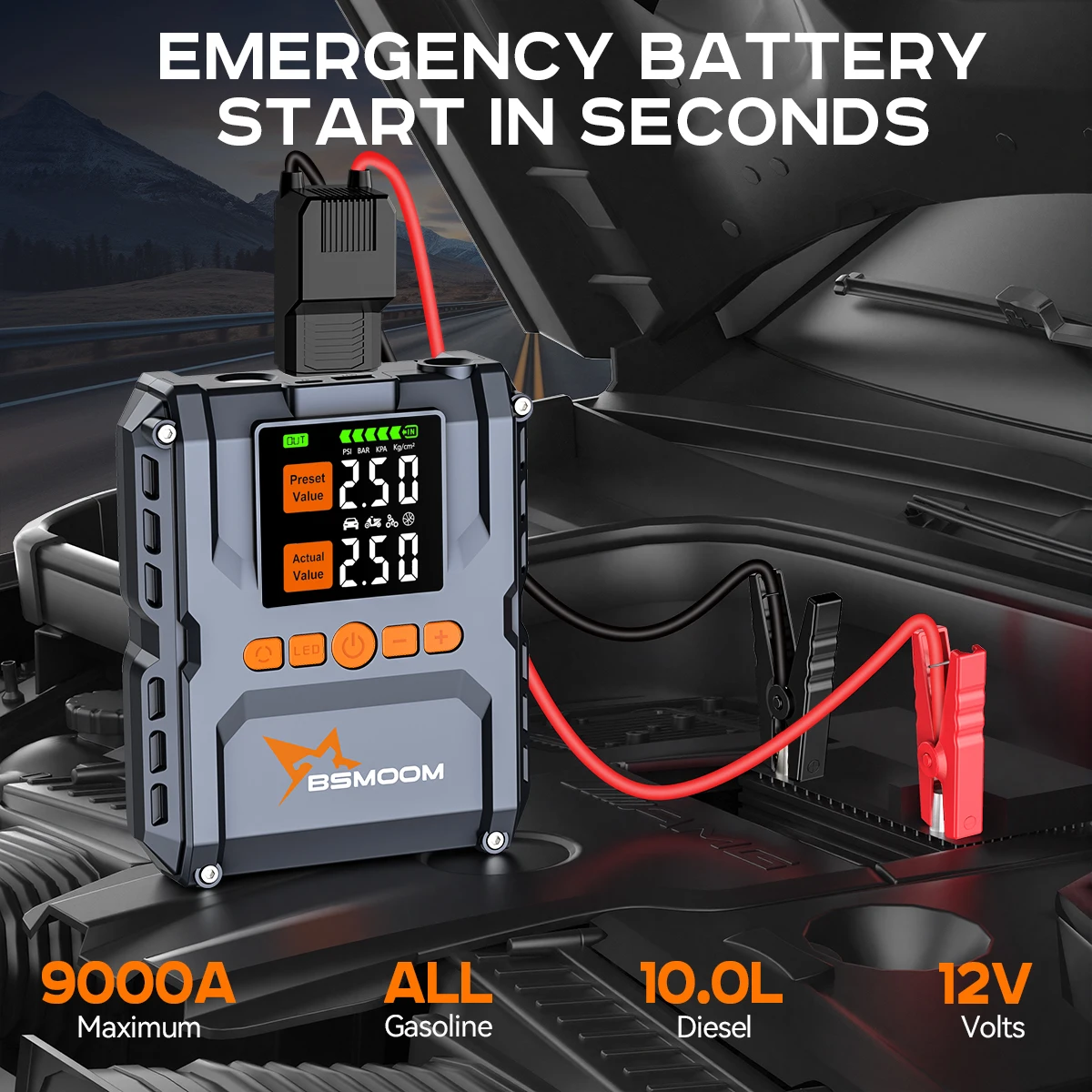 26800 mAh/21800 mAh Auto Starthilfe Power Bank Luft Kompressor Notfall Batterie Booster Start Gerät Ladegerät Diesel Benzin – Detail 1