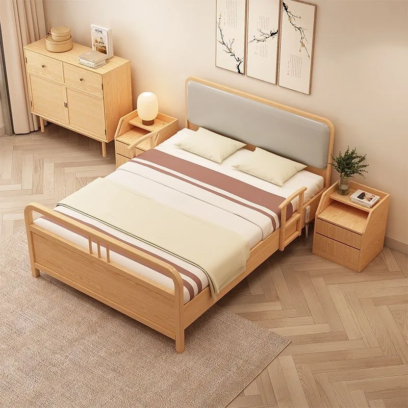 

Elderly remote control bed nursing home senior-friendly household single bed for the elderly Solid wood lifting electric