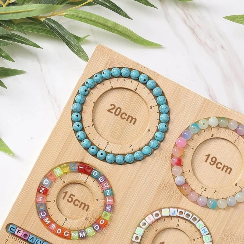 Wood Bead Board Bracelet Beading Organizer Beading Tray Plate for Jewelry Making DIY Necklace Measuring Tool Accessory