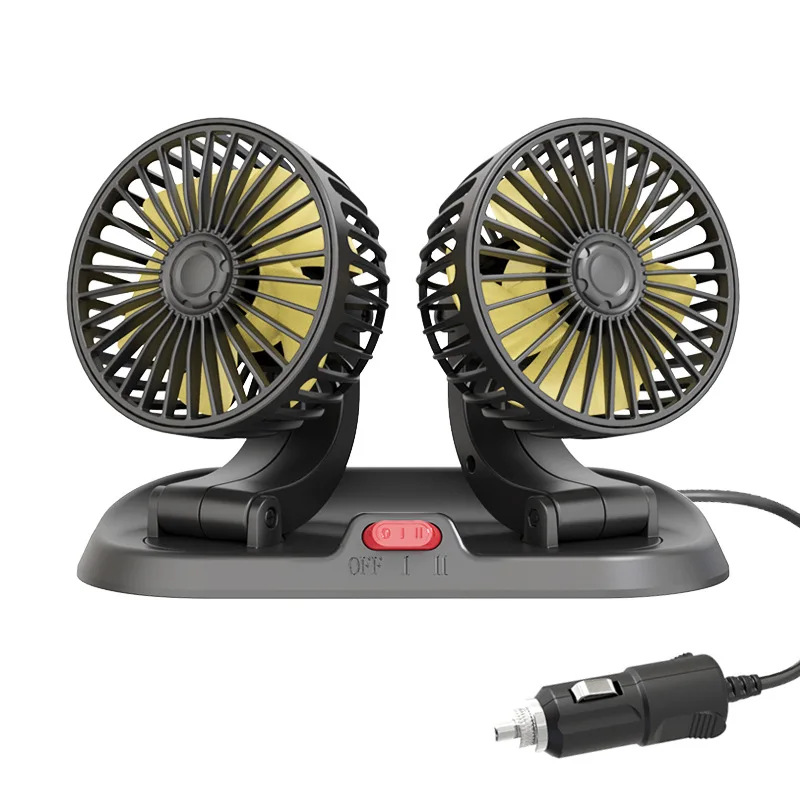 USB Vehicle-mounted Fan 24V Large Truck Car Universal Double-head Fan Van Cooling Large Wind Electric Fan 360° Rotation