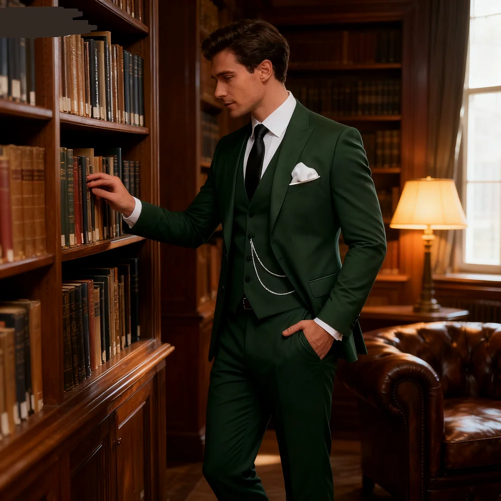 

Элегантный мятно-зеленый мужской приталенный деловой костюм из трех предметов, смокинг с лацканами, пиджак, жилет, брюки, комплект для свадебной вечеринки, выпускного вечера, жениха