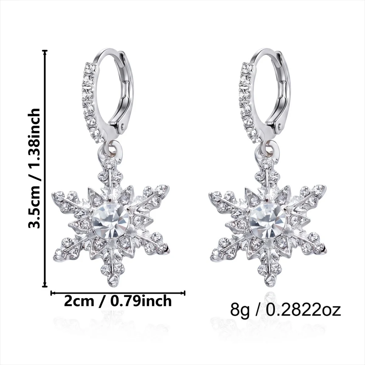 Weihnachtliche funkelnde Strass-Ohrringe mit simulierten Perlen und Schneeflocken für Damen, Neujahrsparty, Schneeflocken-Ohrringe, Feiertagsschmuck – Detail 33