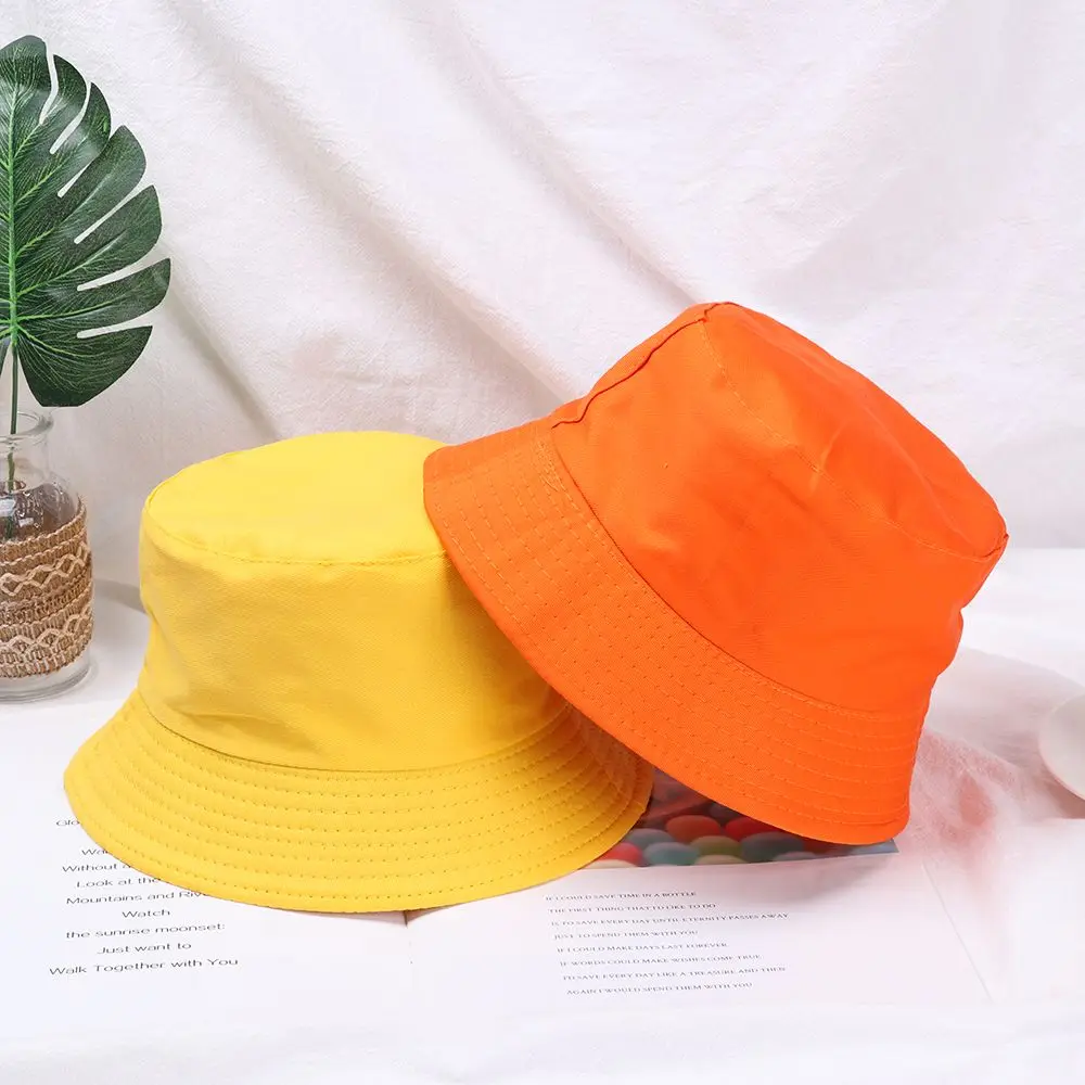 Unisex Girls Basin Chapeau Sun Prevent Hats Summer Foldable Bucket Hat Children Outdoor Sunscreen Cotton Fishing Hunting Cap