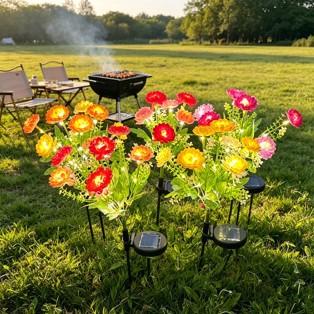Solar Snow Lotus Flower Lawn Lamp Yard Courtyard Lighting Patio Flower Party Lamp Wedding Lights Solar Garden Light for Outdoor
