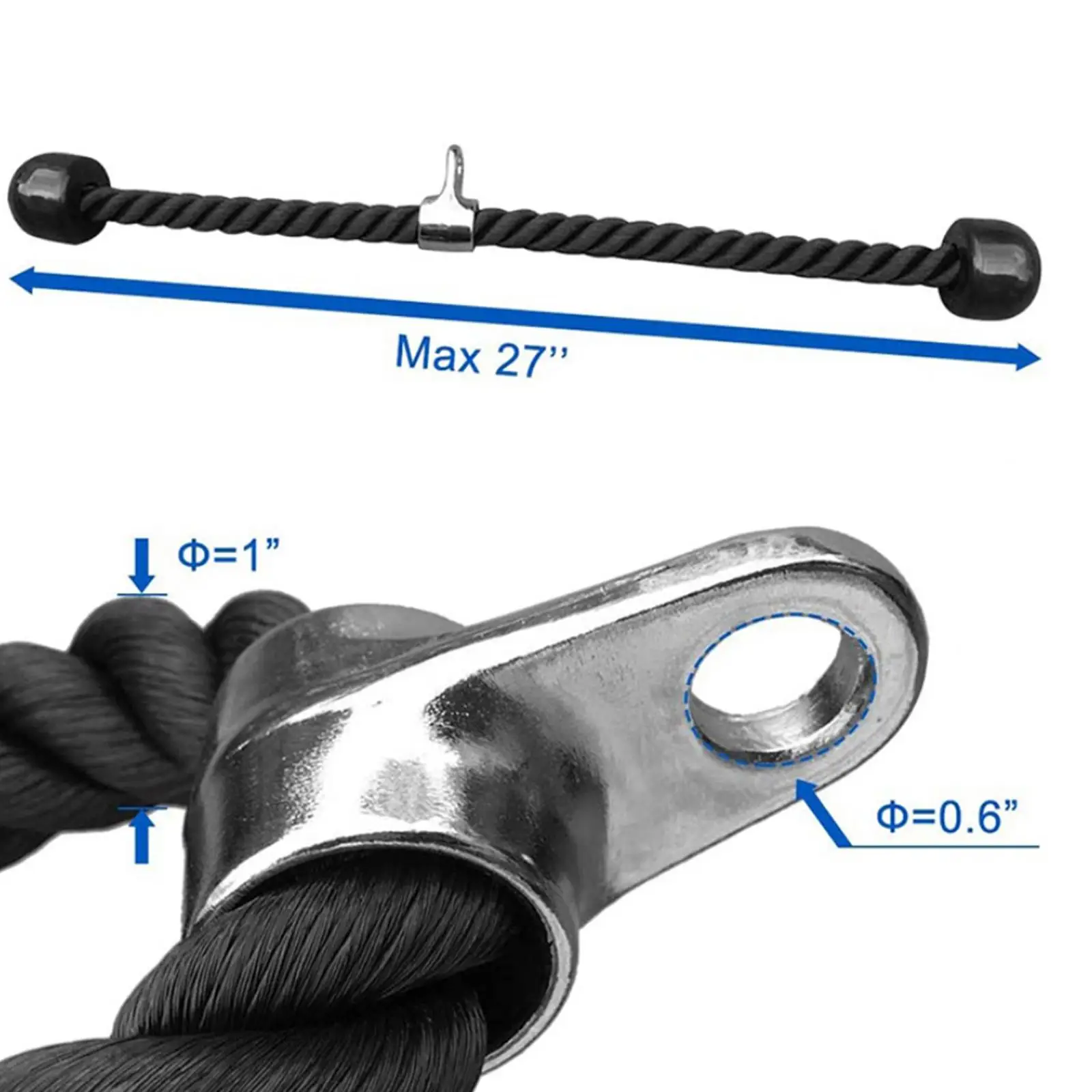 LAT ذات الرأسين ثلاثية الرؤوس حبال اللياقة البدنية الصالة الرياضية سحب أسفل حبل مرفق
