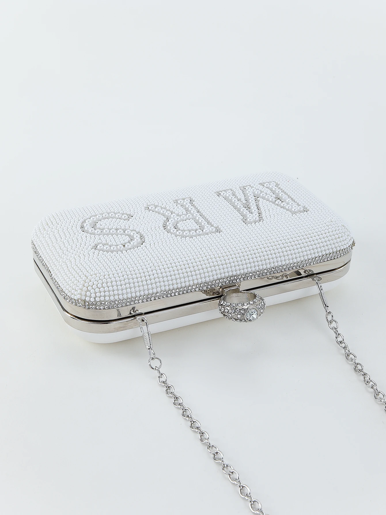 Borsa da sera con pochette MRS con lettera di perle e strass per matrimonio da donna