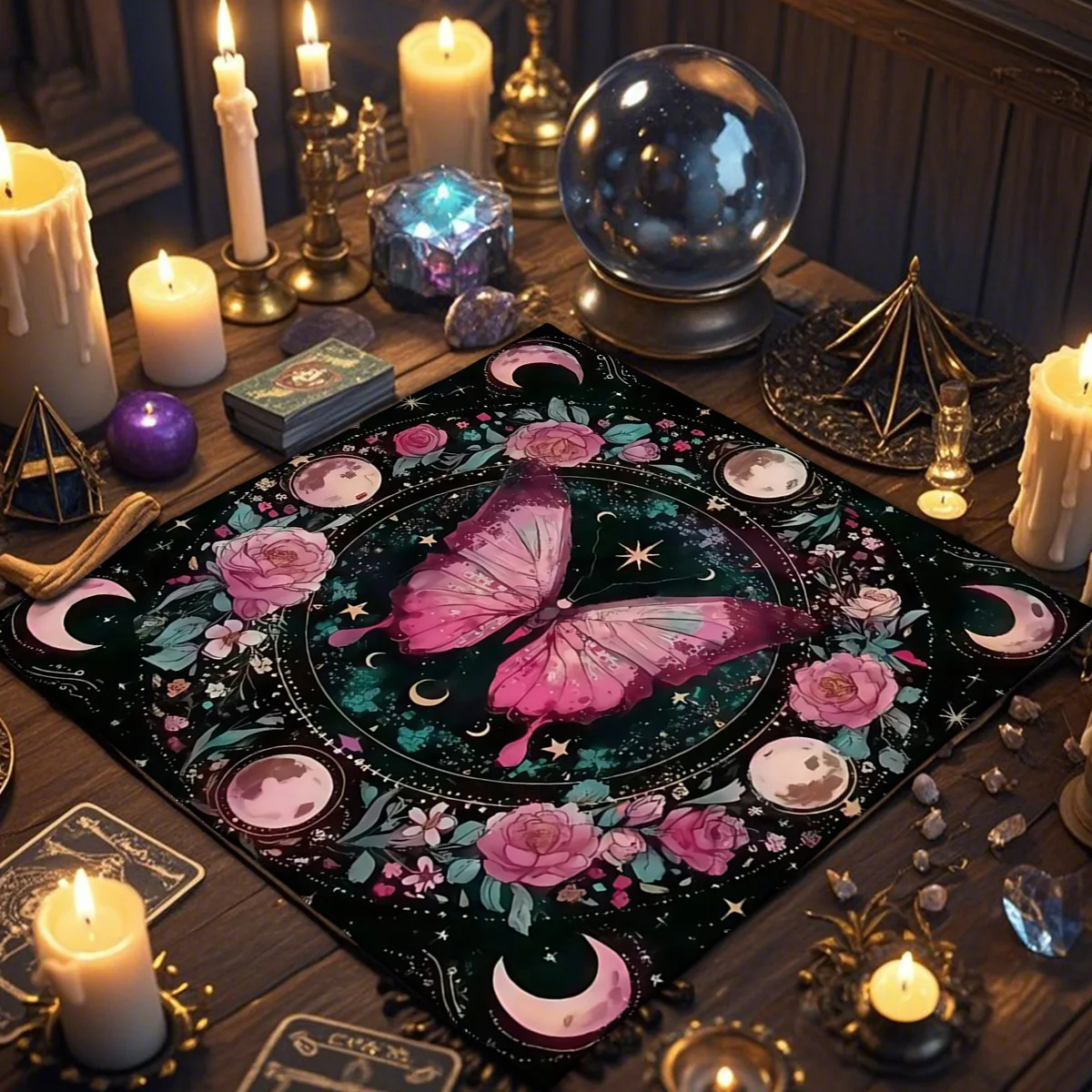 Table Cloth Rectangular Table Cloth Aesthetic Flower Butterfly Tarot Polyester Decorative Altarpiece Gift For Enthusiasts