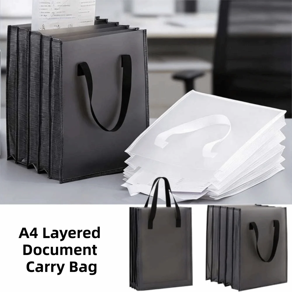 

5-layer A4 Layered File Handbag Stretchable Large Capacity Portable Documents Organizer Data Bag Widened