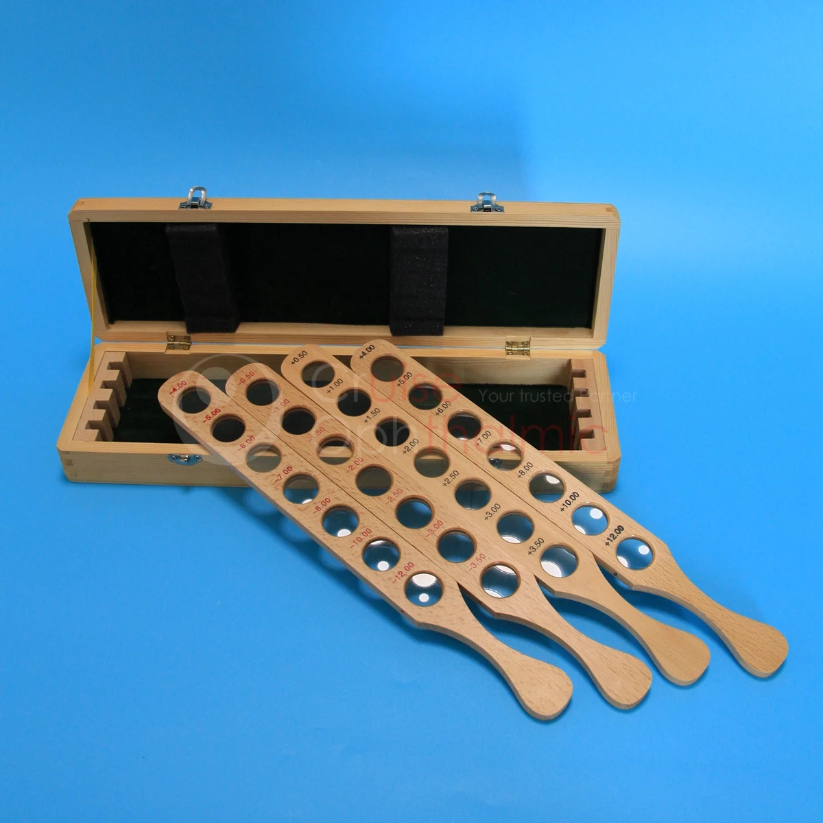 Wooden Handle Retinoscopy Rack Set 28 lens 4 Row 28 Diopters with wooden case Top Quality Many certificated| Ret Rack Set