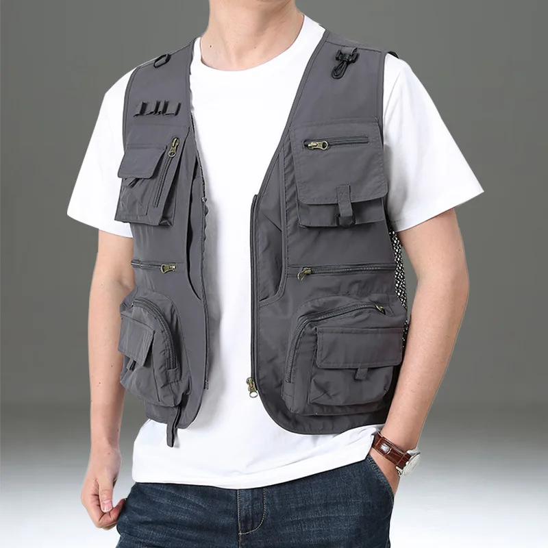 2023 military Outdoor Fishing Vests Quick Dry Breathable Multi Pocket Mesh Jackets Photography Hiking Vest Army green fish Vest