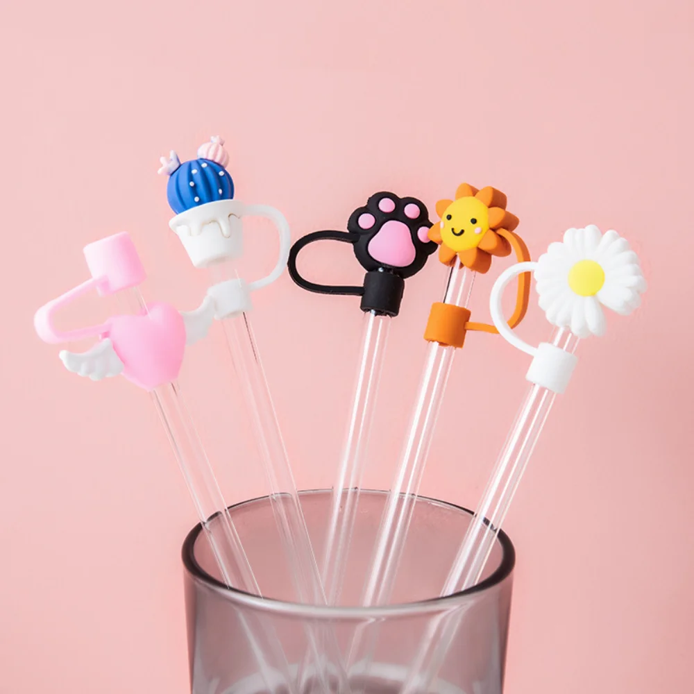 

Creative Cartoon Cute Silicone Straw Plug 10mm 3D Drinking Straw Dust Cap Reusable Cup Accessories Straw Tips Cover Bottle
