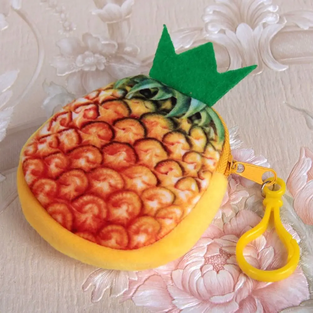 Mini melancia fruta Plush Coin Purse, titular do cartão, carteira dos desenhos animados, ao ar livre, pêssego, morango, morango, pelúcia