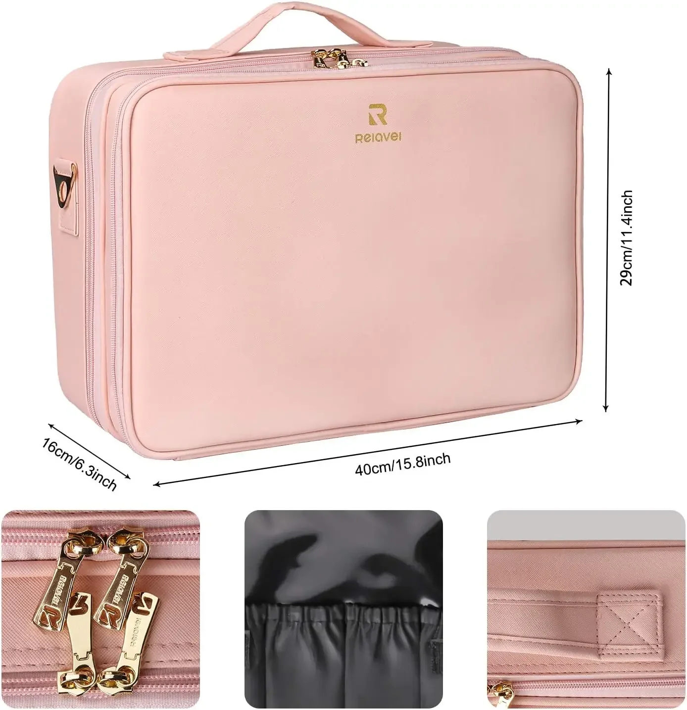 กรณีแต่งหน้ากระเป๋าแต่งหน้าขนาดใหญ่รถไฟมืออาชีพกรณี16.5นิ้วเดินทางเครื่องสําอางออแกไนเซอร์ที่ใส่แปรงแต่งหน้ากันน้ํา