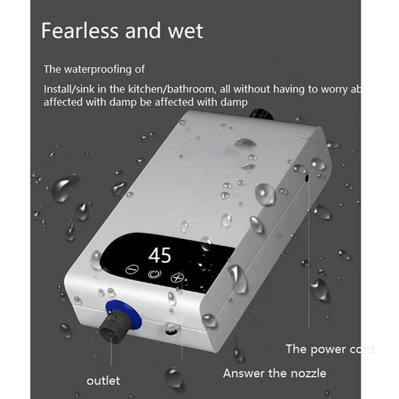 4500W più nuovo scaldabagno scaldabagno istantaneo rubinetto istantaneo senza serbatoio rubinetto gru ad acqua calda LED spina digitale ue