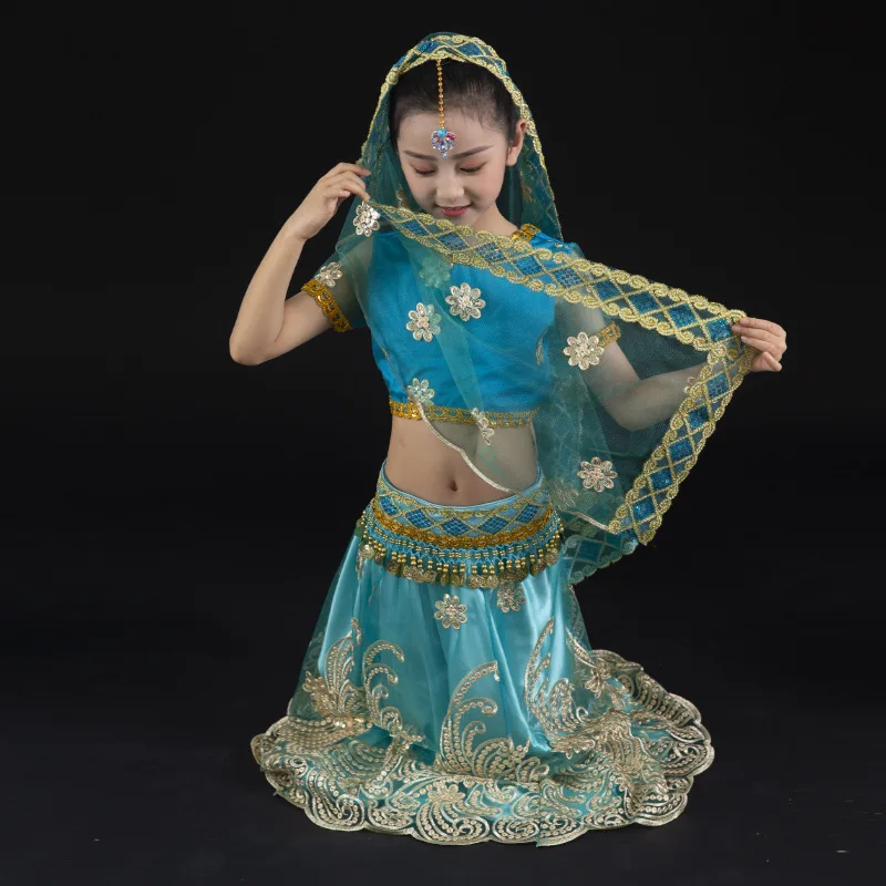 Belly dance costumes, children's stage performance costumes, Xinjiang dance performance costumes, girls' ethnic style dance cost