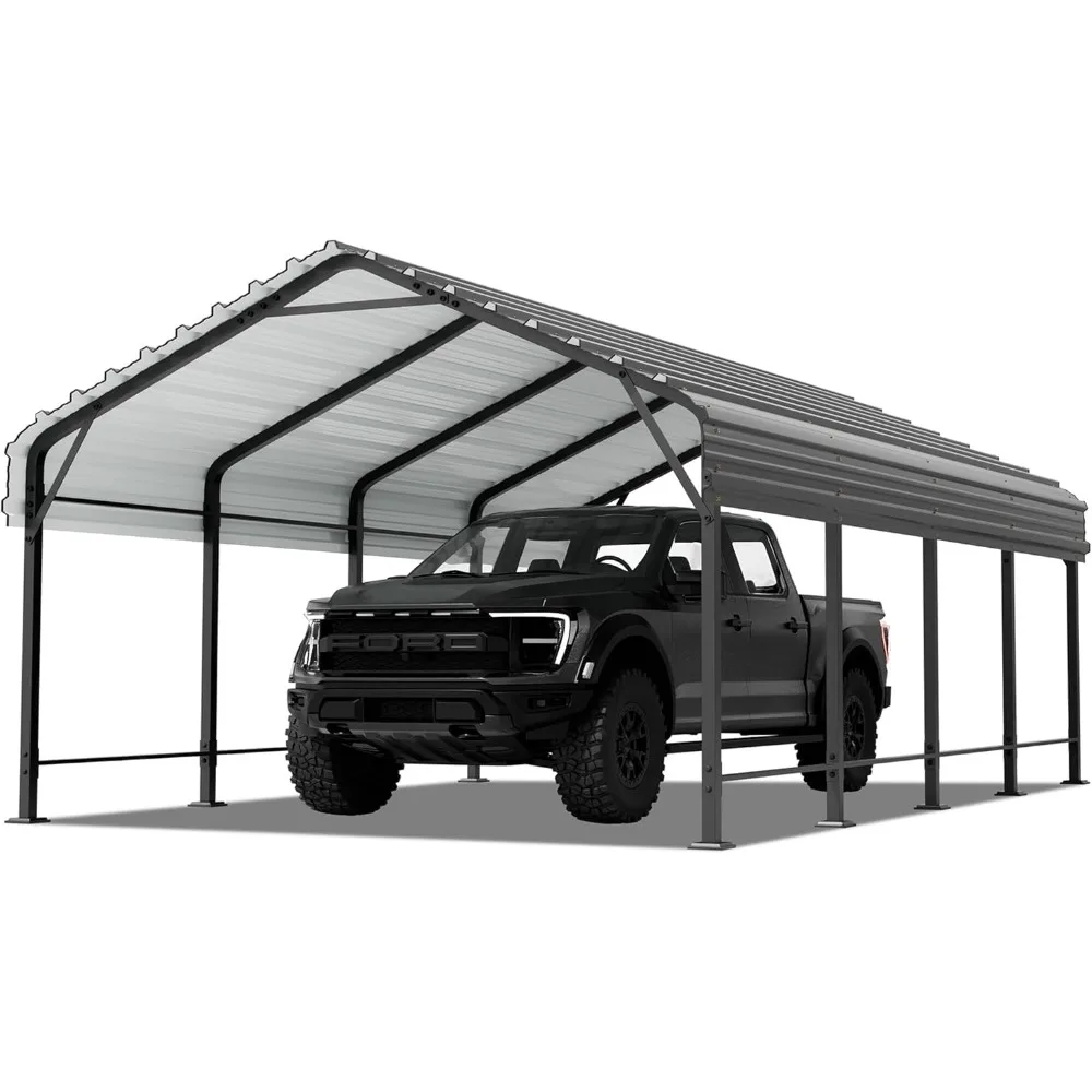 

12'x20'x9' Metal Carport, Heavy Duty Metal Canopy with Galvanized Steel Roof and Frame, Bass Boat, Trucks, Car and Tractors, 12