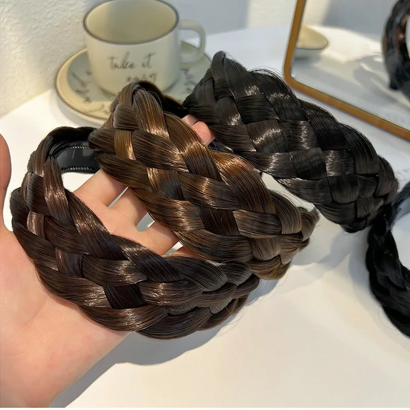Frauen Synthetische Perücke Twist Geflochtene Haarbänder Mode Zöpfe Haarschmuck Frauen Böhmische Natur Stirnband Stretch für Party – Detail 5