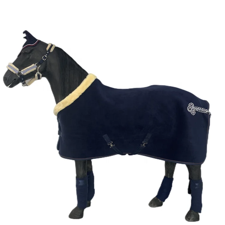 China Luxe Show Paard Kleed Fleece Paard Kleed Met Nepbont Kraag Paardendeken