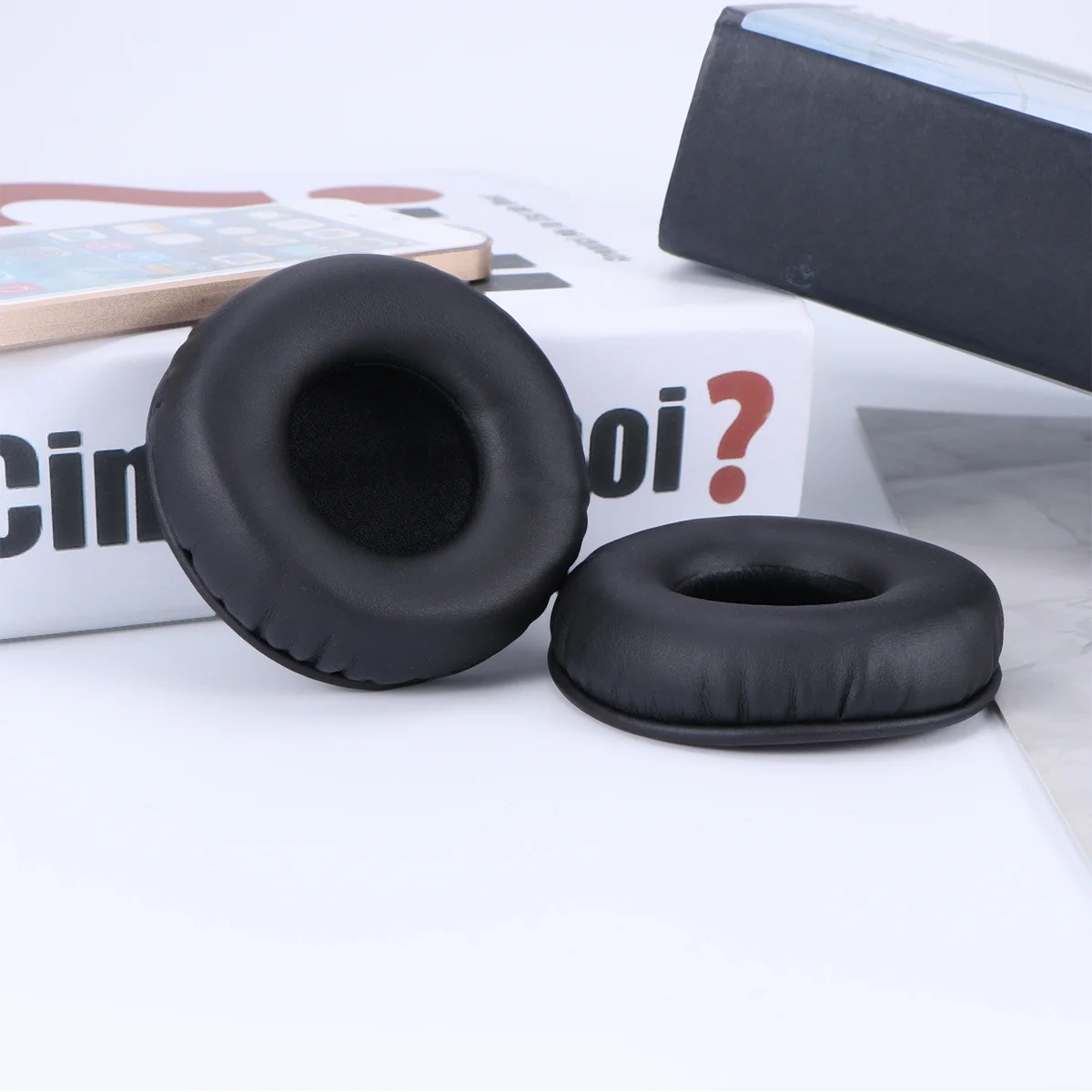 

A Pair of Black PU Ear Pads for Headphones 75Mm Outer Diameter 32Mm Inner Diameter 17Mm Thick Replacement Cushions Compatible