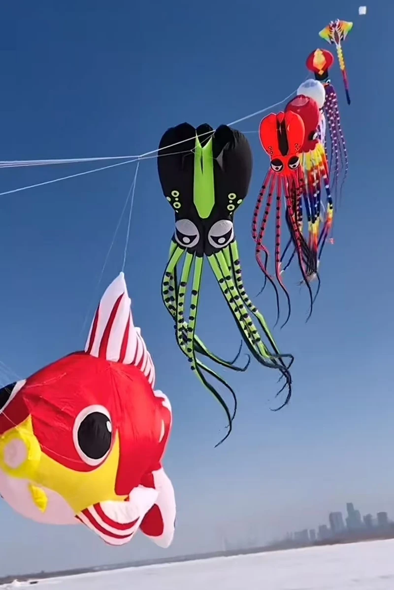 5 メートルの大型ソフト凧飛行金魚凧ペンダントインフレータブルエイリアン凧工場屋外遊びおもちゃラインワインダー鯉屋外ゲーム
