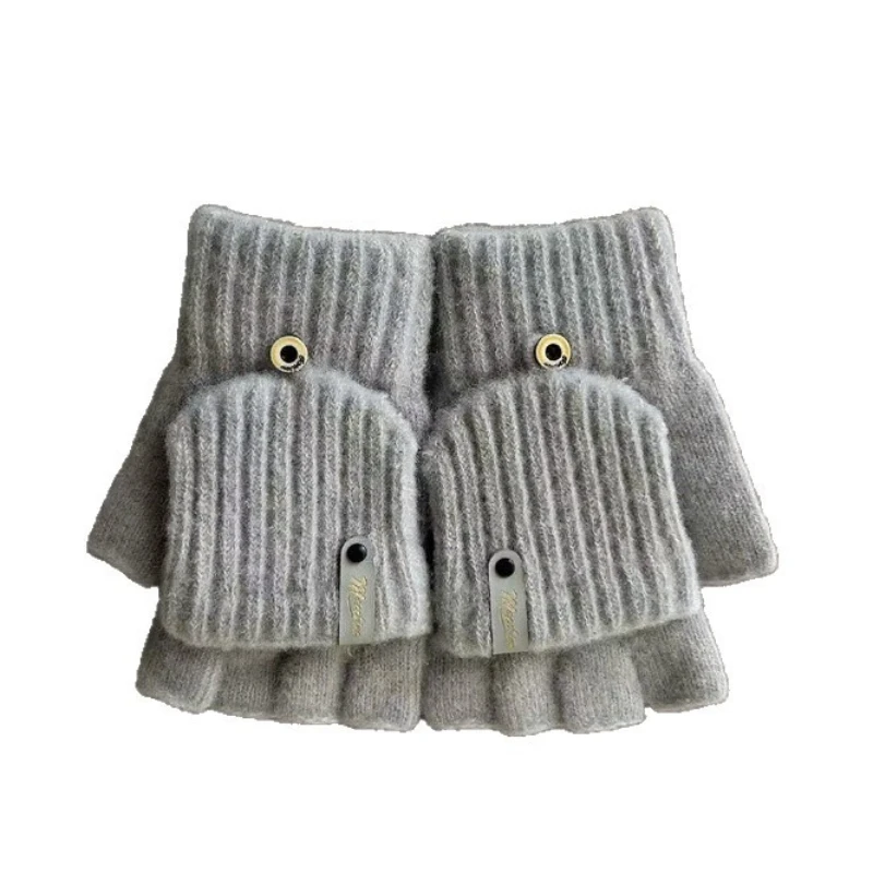 وضع العلامات على الحروف الشتوية للفتيات اللطيفة بالإضافة إلى المخملية المقاومة للبرد الدافئة بدون أصابع قفازات نصف إصبع للكتابة للطلاب