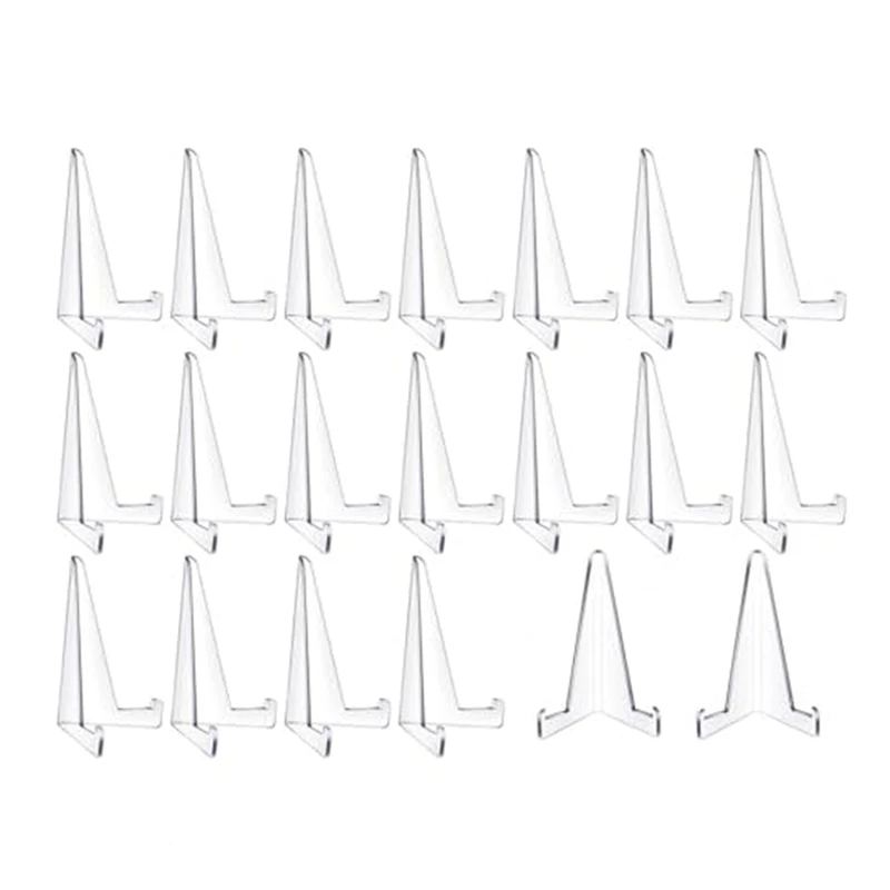 20 Pcs Triangle Acrylic Easel Stands for Display Mini Picture Frame Stand Plate Holders Photo Holder Stand