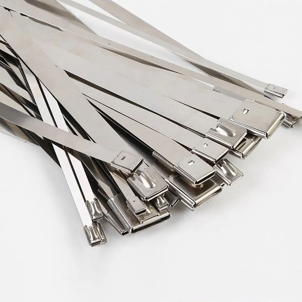 20Pcs Durable 4.6mm 304 Stainless Steel Cable Ties Exhaust Wrap Tight Self-Locking Cable Zip Tie Heavy Duty Metal Locking Ties