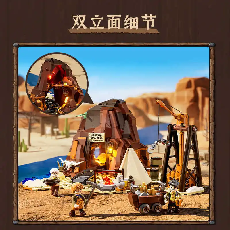 IN STOCK MOC Western Mine Camp Building Blocks Bricks Construction Assembling Model Toys for Children Birthday Gift Set