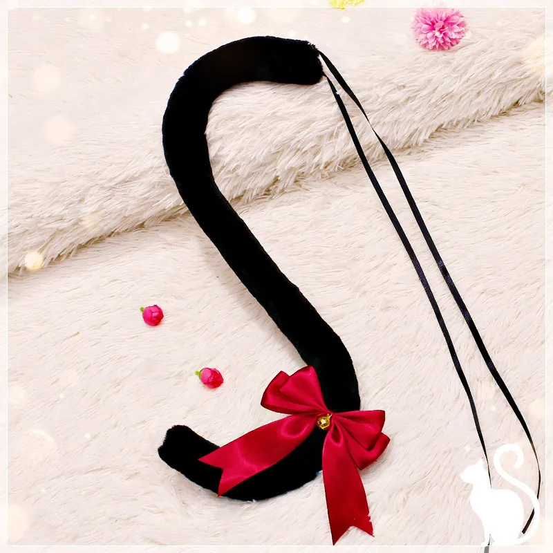 Anime Cat Tails Sexy Ribbon Cat Tail Cosplay puntelli JK Girl Halloween Party Faux Fur Animal Tail accessori Cosplay gioco di ruolo