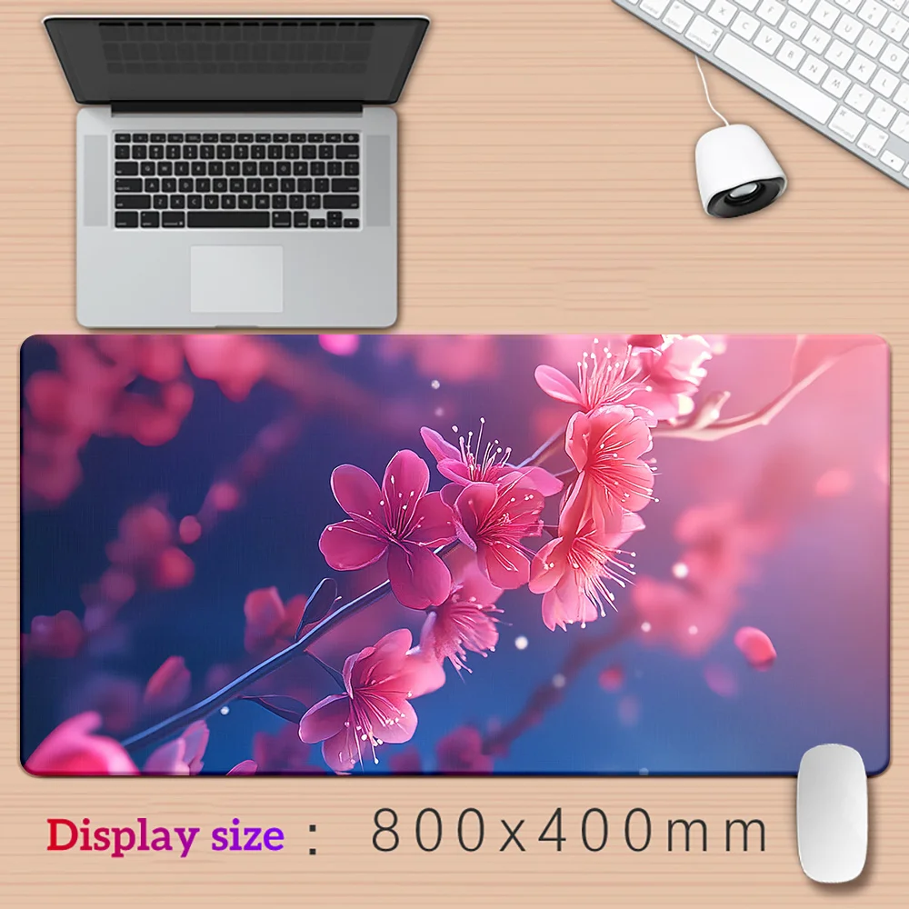 1pc Pink Plum Flower Design Mousepad, Rubber Waterproof Anti-Slip Desk Mat, Durable Gaming Keyboard Pad for Office Computer PC a