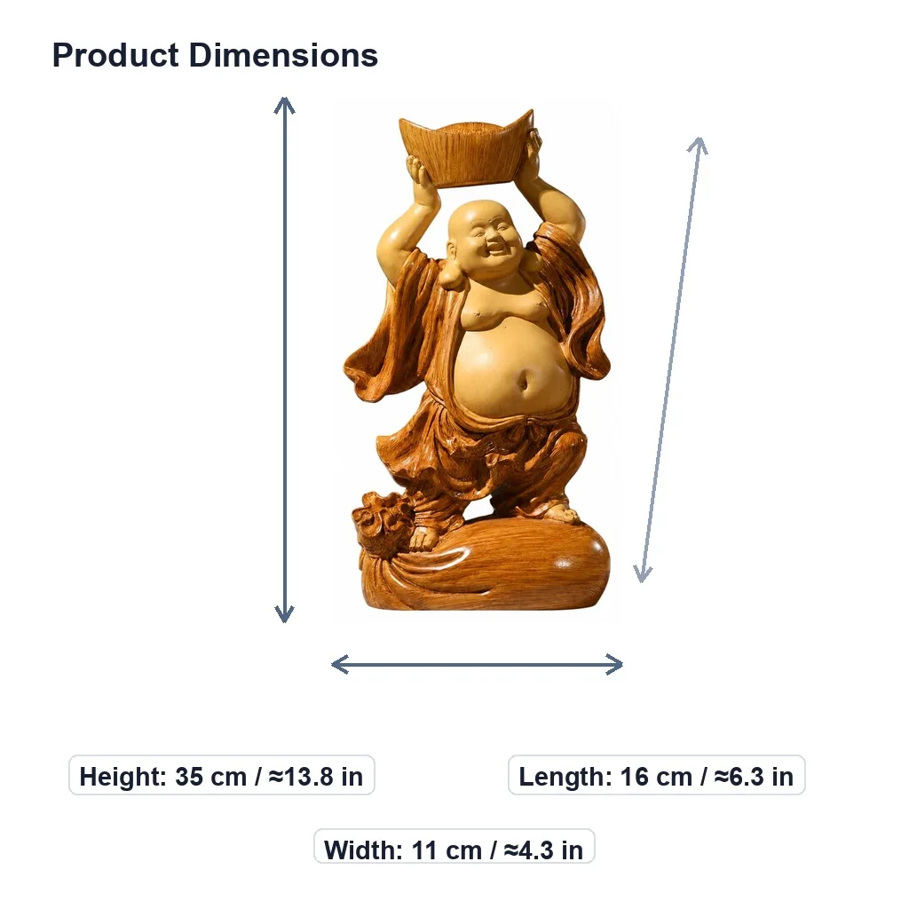 Hand Finished Laughing Maitreya Buddha Statue for Chinese Feng Shui Living Room Tea Room Decor Traditional Wealth Gift Art
