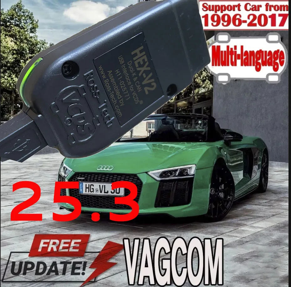 2025 HEX-V2 VCDS VAG COM 24.7 VAGCOM 25.3 VCDS HEX V2 واجهة USB لشركة فولكس فاجن أودي سكودا مقعد فين غير محدودة ل 1996-2017