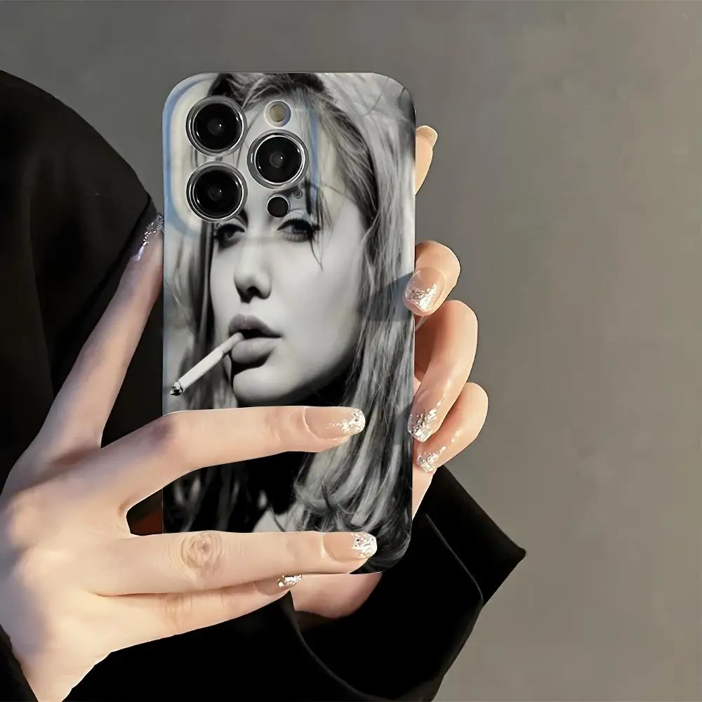 

A-AngelinaS Jolie Vintage Phone Case Film Korean INS for iPhone 16 15 14 13 12 11 Pro Max Plus Luxury Cover