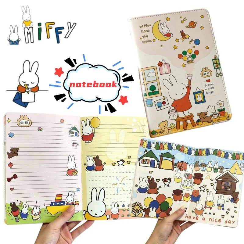 Nouveau carnet B6 Miffy mignon avec pages illustrées en couleur, journal créatif Kawaii, agenda étudiant de grande valeur, papeterie, prix de gros