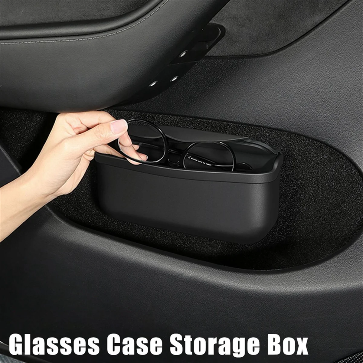 Silicone Eyeglasses Case with Car Sticker Organizer Sticky Box Car for Model 3/Y 2017-2022