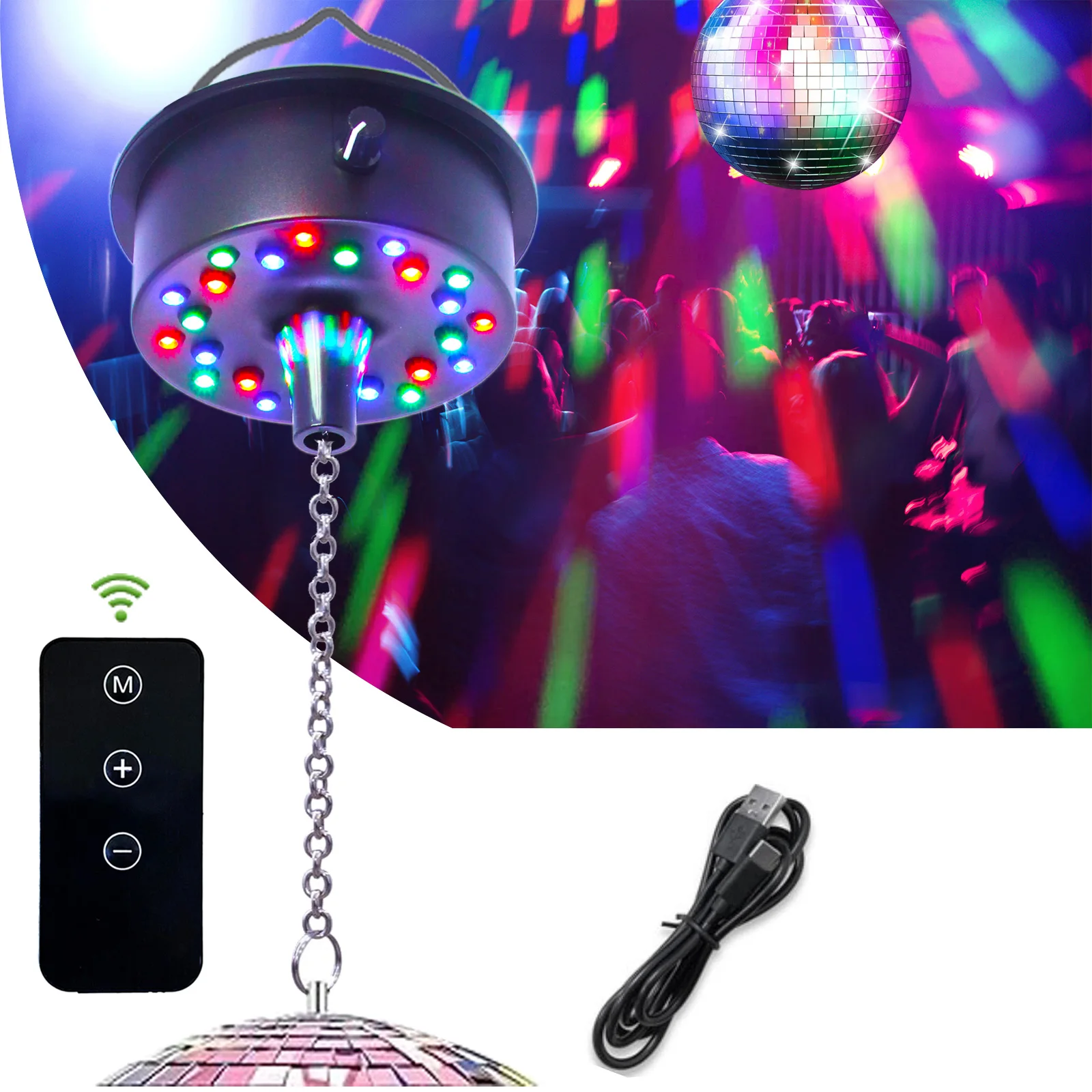 Remote Control Disco Ball Rotating Motor  5RPM--10RPM Adjustable Speed,Plug/Battery Powered Mirror Ball Motor  Ball Not Include