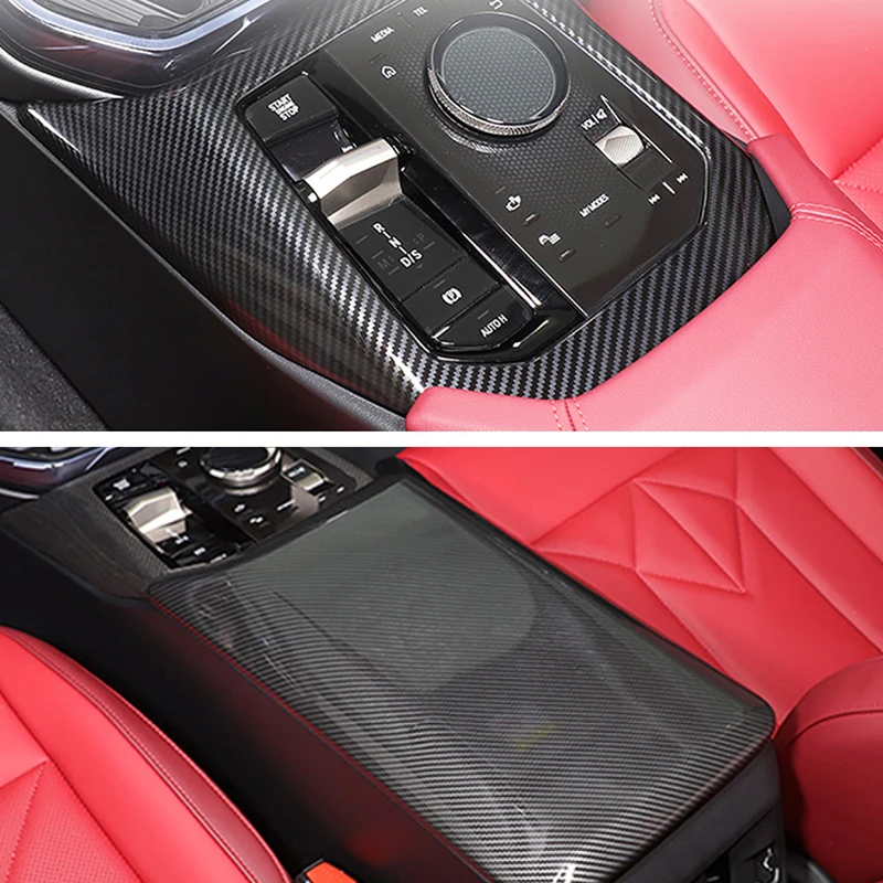 For BMW X3 G45 2025 2026 Carbon Style Gear Shift Box Gearbox Front Console Glove Storage Box Upper Panel Cover Trim Car Styling