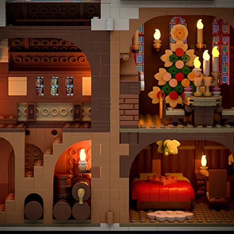 Moc tijolos de construção fortaleza natal modelo gingerbread castelo tecnologia blocos modulares presentes diy montagem construção brinquedos