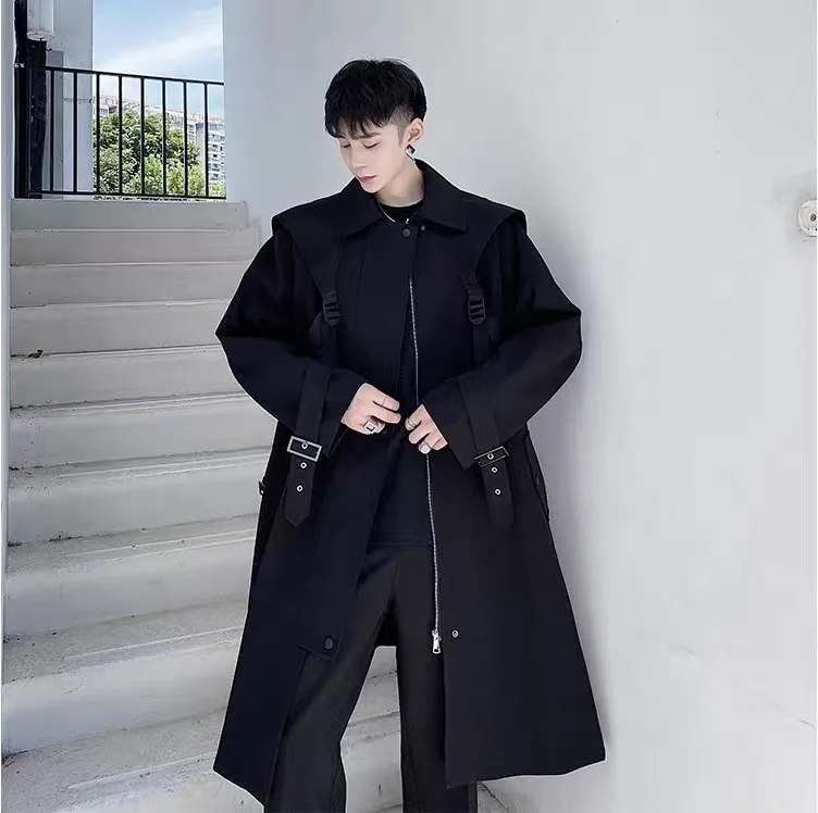 

2023 Men's Fashion Overcoat for Male Brand New Spring Trench Korean Long Windbreaker Streetwear Men Coat Outer Wear Clothing A70