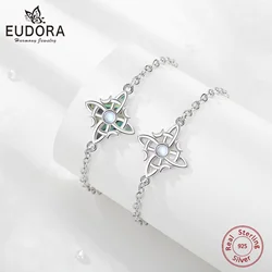 Eudora 925 Sterling Silver Witches Knot Bracelet Moonstone Irish Celtic Knot Amulet Chain Bracelet Wicca Jewelry Women Gift