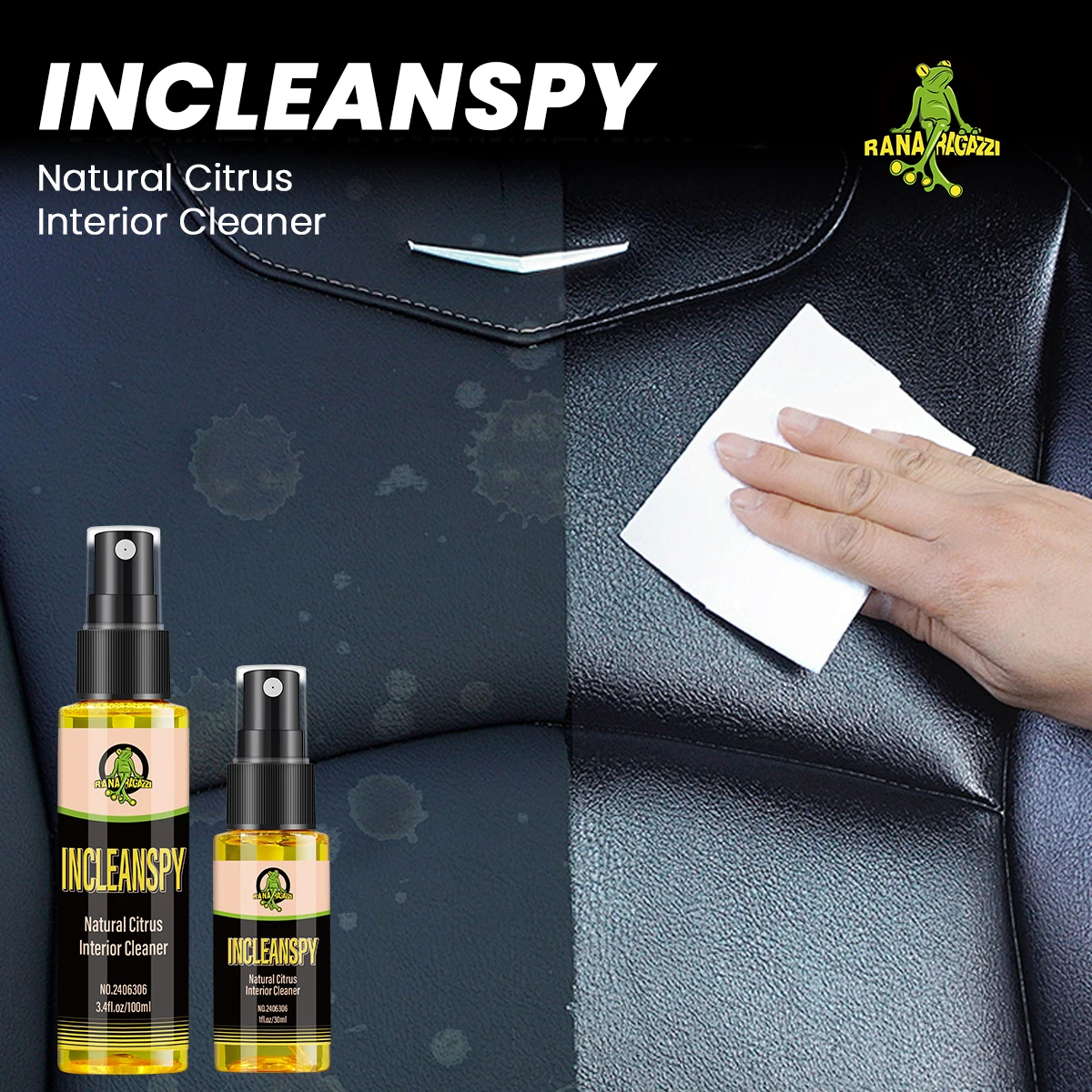 Car Interior Leather Cleaner Strong Decontamination Neutral pH Safe For Interior Parts Natural Citrus Interior Clean Spray RG306