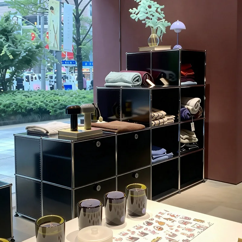 Shoe cabinet module combination, antique design sense, floor storage, storage door cabinet