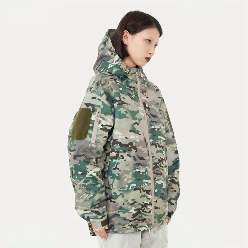 Camouflage Tactical Fleece Jackets Mens Winter Thicken Warm Multiple Pockets Hooded Parkas Outdoor Combat Military Coats Unisex