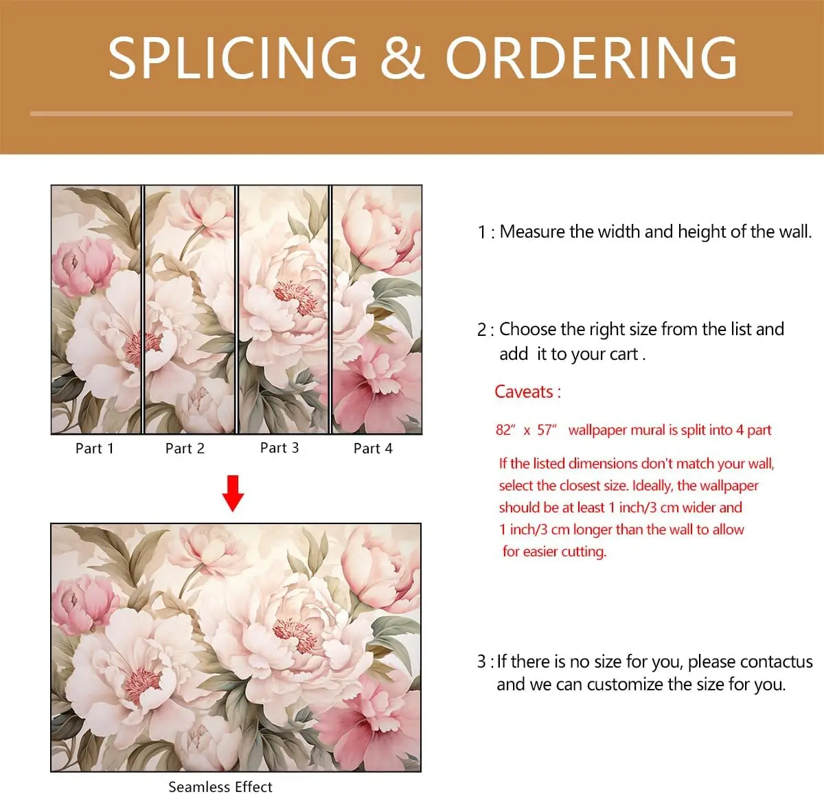 Elegant Peony Floral Mural Wallpaper Vanity Desk Makeup Table Set for Romantic Bedroom Bathroom Room Decor - view 5