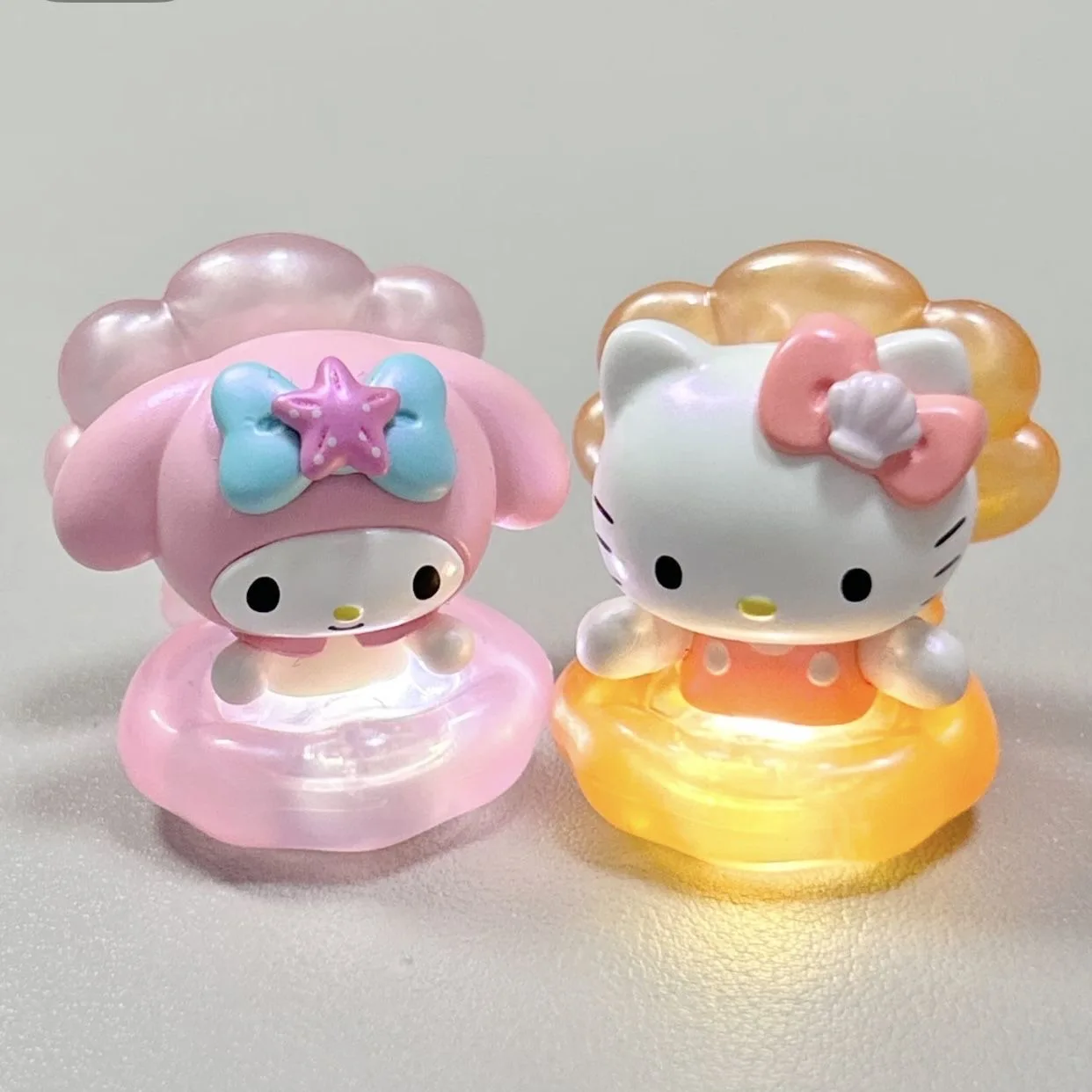 Sanrio-caja ciega de frijol de la serie Pearl Shell, adorno de figura de escritorio de tendencia Kuromi Hangyodon, muñeca Hellokitty, regalo de cumpleaños para niños