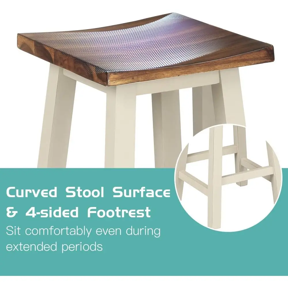 카운터 높이 3피스 펍 세트, 새들 바스툴 2개 포함, 거실이나 주방용 브라운 & 밀키 화이트 선술집 테이블